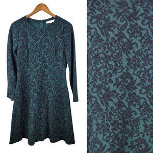 LOFT size 6 Sheath Dress professional career Ann Taylor forest green Jaquard